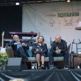Litterær hagefest 2019 | Terassescenen: Krim på kryss og tvers | Eystein Hanssen, Myriam Bjerkli, Ørjan Karlsson og Frode Eie Gjørtz-Larsen.